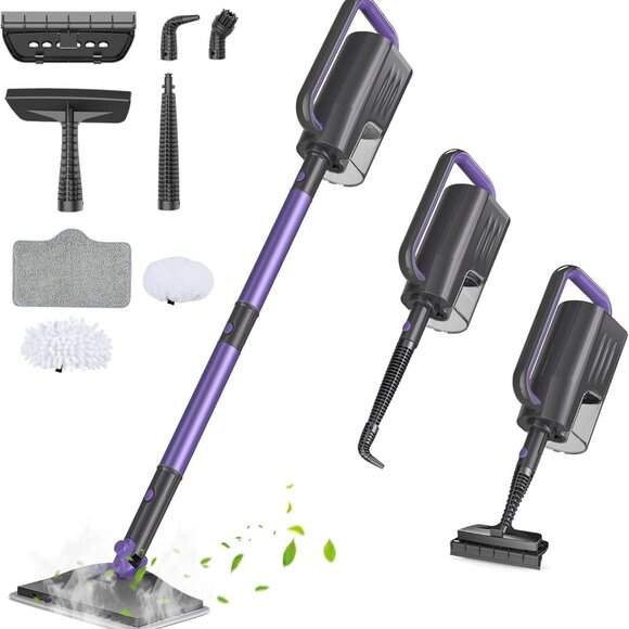 Steam Mop, Steam Cleaner with Large-Capacity Water Tank for Cleaning Dark Purple - Picture 1 of 8
